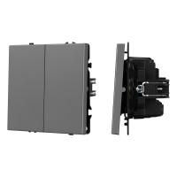 Механизм выключателя двухклавишный перекрёстный SWT-NOBE-MKX2-SFPL-GR (230V, 10A) (Arlight, Серый базальт)