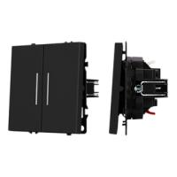 Механизм звонкового выключателя двухклавишный LED SWT-NOBE-MKR2-SFPL-L-BK (230V, 10A) (Arlight, Черный оникс)