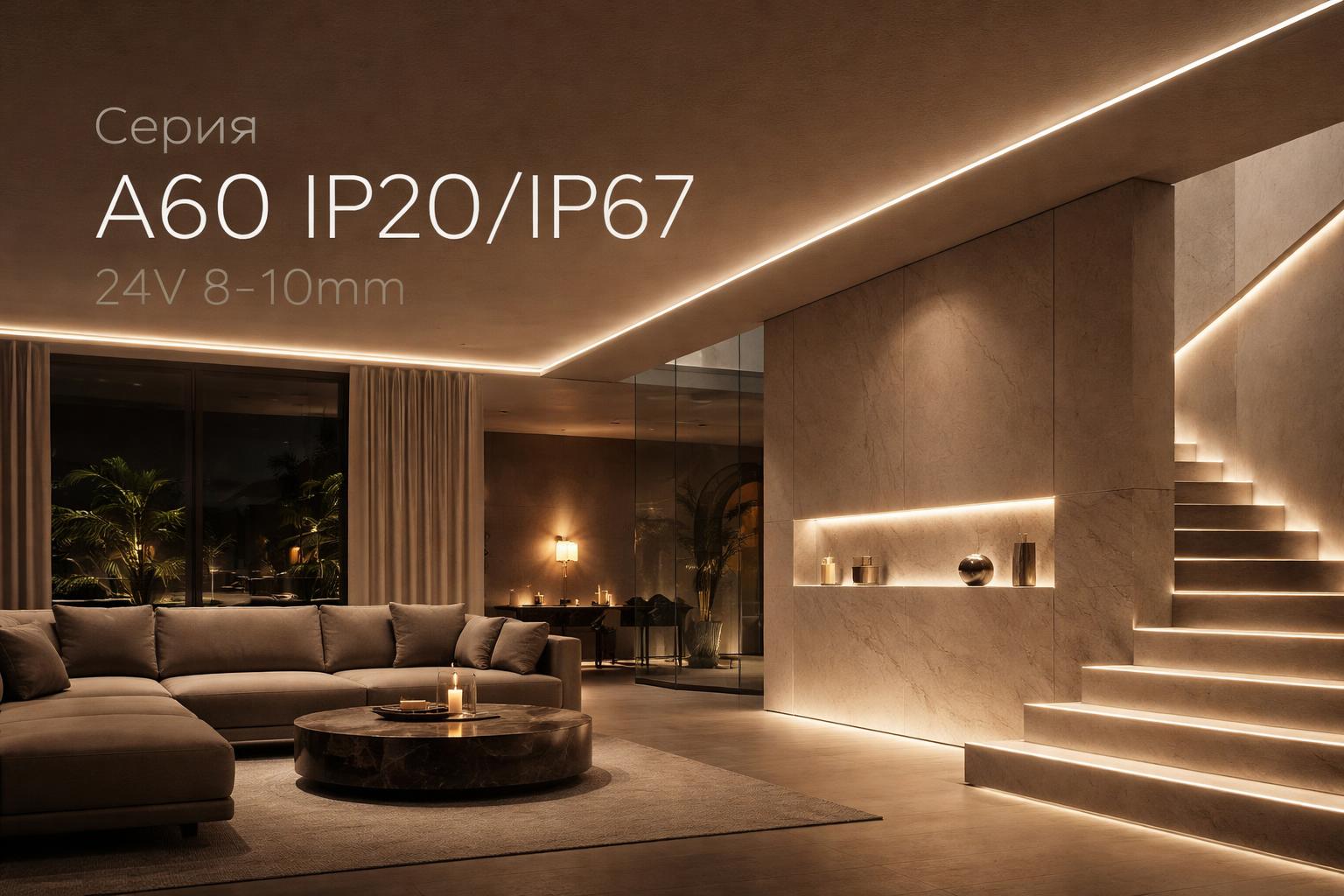 Серия A60 IP20/IP67 24V 8-10mm Arlight