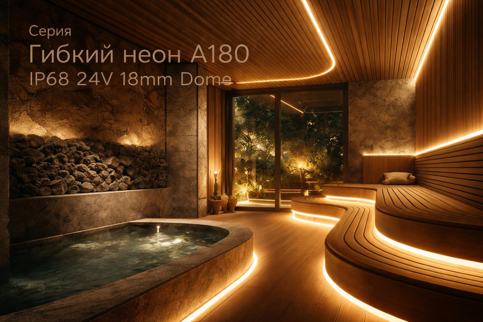 Серия Гибкий неон A180 IP68 24V 14mm Dome Arlight