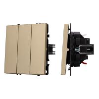 Механизм выключателя трехклавишный непроходной SWT-NOBE-MK03-SFPL-GD (230V, 10A) (Arlight, Золотой песок)