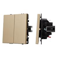 Механизм выключателя двухклавишный перекрёстный SWT-NOBE-MKX2-SFPL-GD (230V, 10A) (Arlight, Золотой песок)