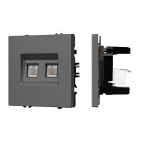 Механизм сдвоенной телефонной розетки SCT-NOBE-MTL2-SFPL-GR (RJ-11, 4C) (Arlight, Серый базальт)