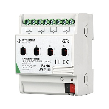 INTELLIGENT ARLIGHT Релейный модуль KNX-704-SW20-DIN (BUS, 4x20A) (Arlight, -)