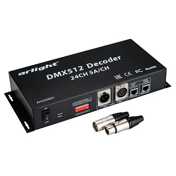 Декодер DMX-24CH-5A (12-24V,1440-2880W) (Arlight, IP20 Металл, 1 год)