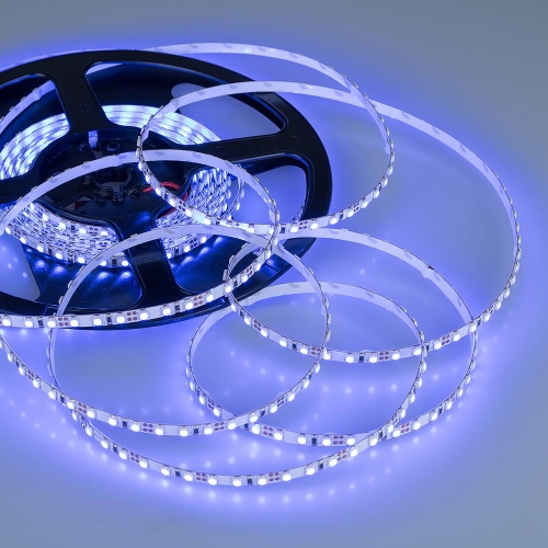 Лента RT 2-5000 12V Blue 5mm 2x (3528, 600 LED, LUX) (Arlight, 9.6 Вт/м, IP20)