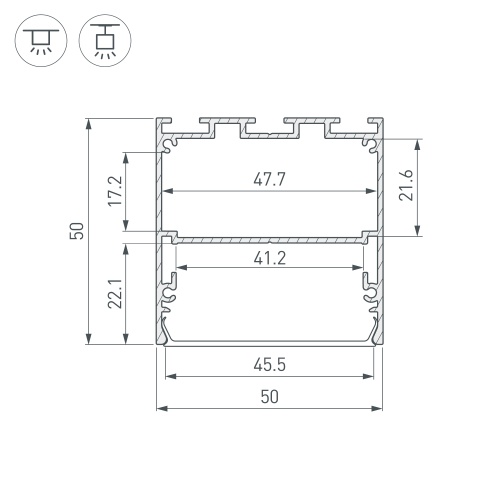 Профиль LINE-M-5050-3000 BLACK (Arlight, Алюминий)