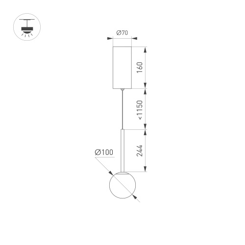Светильник SP-BEADS-HANG-T-R100-8W Warm3000 (BK-GD, 180 deg, 230V) (Arlight, IP20 Металл, 5 лет)