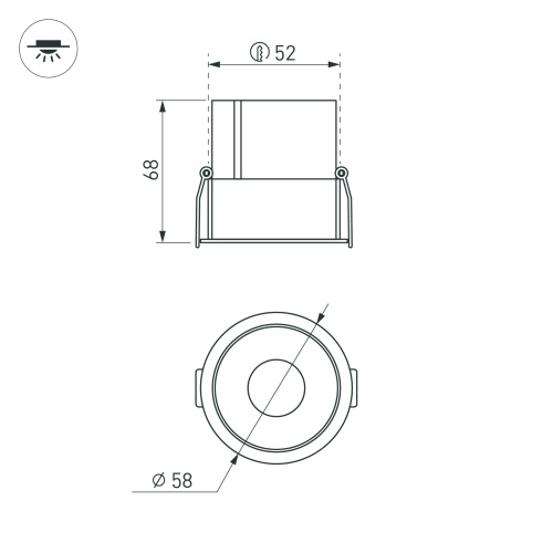 Светильник MS-ATLAS-BUILT-R58-10W Day4000 (WH-BK, 35 deg, 230V) (Arlight, IP20 Металл, 5 лет)
