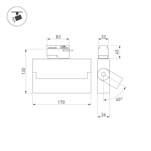 Светильник LGD-LOFT-TRACK-4TR-S170-20W Warm3000 (BK, 24 deg) (Arlight, IP40 Металл, 3 года)