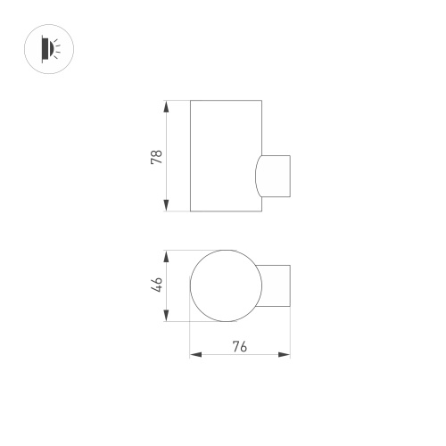 Светильник KT-RAY-WALL-R46-3W Warm3000 (GR, 24 deg, 24V) (Arlight, IP65 Металл, 3 года)