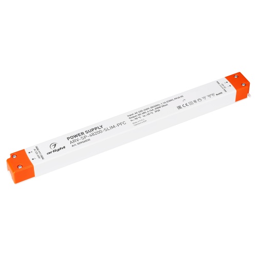 Блок питания ARV-SP-48200-SLIM-PFC (48V, 4.16A, 200W) (Arlight, IP20 Пластик, 5 лет)