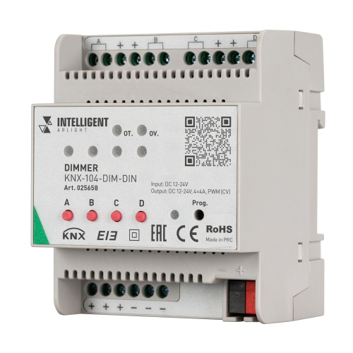 INTELLIGENT ARLIGHT Диммер KNX-104-DIM-DIN (12-24V, 4x4A) (IARL, Контроллер)