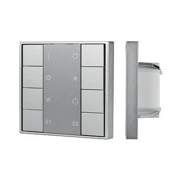 INTELLIGENT ARLIGHT Кнопочная панель DALI-201-23-1G-2SC-RGBW-DT8-IN Silver (BUS, Frame) (IARL, IP20 Металл, 3 года)