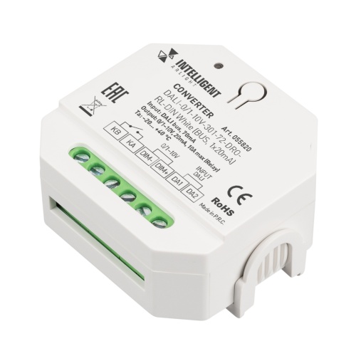 INTELLIGENT ARLIGHT Конвертер DALI-0/1-10V-301-72-DRO-RL-DIN White (BUS, 1x20mA) (IARL, IP20 Пластик, 5 лет)