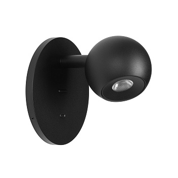 Светильник SP-OTTORI-WALL-CHARGE-6W Warm3000 (BK, 30 deg, 230V, USB-C) (Arlight, IP20 Металл, 3 года)