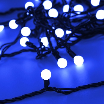 Светодиодная гирлянда ARD-BALL-CLASSIC-D13-10000-BLACK-100LED BLUE (230V, 7W) (Ardecoled, IP65)