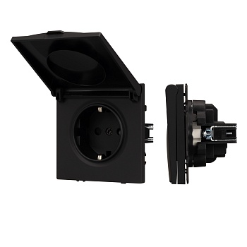 Механизм розетки влагозащищённый SCT-NOBE-MCP-SFPL-BK (230V, 16A) (Arlight, Черный оникс)