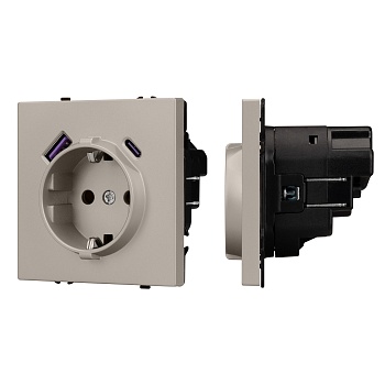 Механизм розетки с USB зарядкой SCT-NOBE-MUAC-SFPL-CA (230V, 16A) (Arlight, Кашемир)