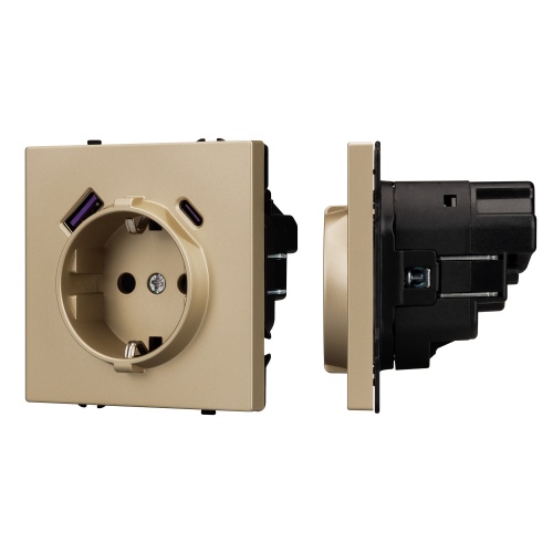 Механизм розетки с USB зарядкой SCT-NOBE-MUAC-SFPL-GD (230V, 16A) (Arlight, Золотой песок)