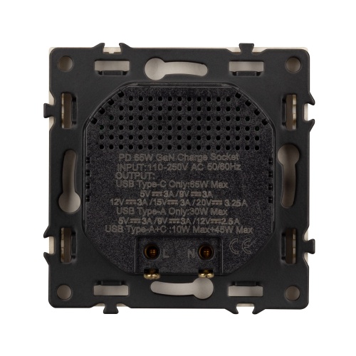 Механизм розетки с быстрой USB зарядкой SCT-NOBE-MUAC-SFPL-FC-GD (65W, QC3) (Arlight, Золотой песок)