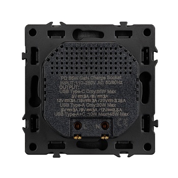 Механизм розетки с быстрой USB зарядкой SCT-NOBE-MUAC-SFPL-FC-GR (65W, QC3) (Arlight, Серый базальт)