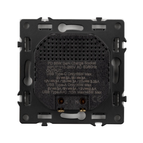 Механизм розетки с быстрой USB зарядкой SCT-NOBE-MUAC-SFPL-FC-WH (65W, QC3) (Arlight, Белый кварц)
