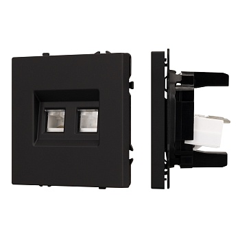 Механизм сдвоенной компьютерной розетки SCT-NOBE-MPC2-SFPL-BK (RJ-45, CAT6) (Arlight, Черный оникс)