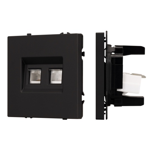 Механизм сдвоенной компьютерной розетки SCT-NOBE-MPC2-SFPL-BK (RJ-45, CAT6) (Arlight, Черный оникс)