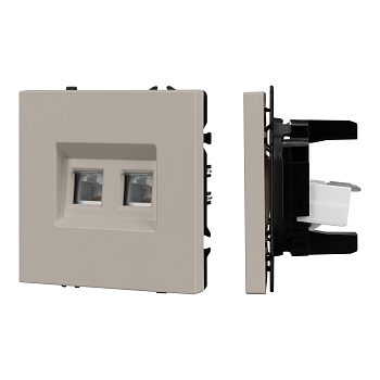 Механизм сдвоенной компьютерной розетки SCT-NOBE-MPC2-SFPL-CA (RJ-45, CAT6) (Arlight, Кашемир)