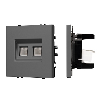 Механизм сдвоенной компьютерной розетки SCT-NOBE-MPC2-SFPL-GR (RJ-45, CAT6) (Arlight, Серый базальт)