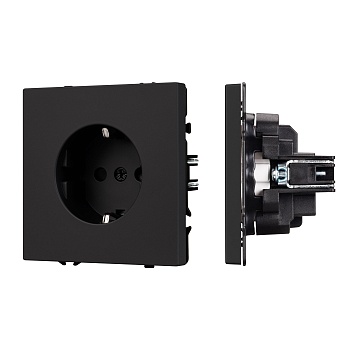 Механизм электрической розетки SCT-NOBE-MEU1-SFPL-BK (230V, 16A) (Arlight, Черный оникс)