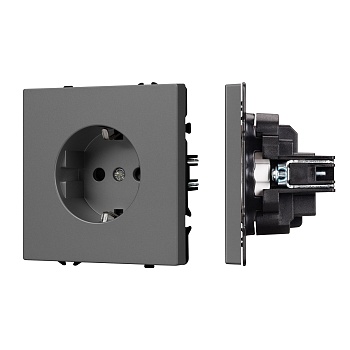 Механизм электрической розетки SCT-NOBE-MEU1-SFPL-GR (230V, 16A) (Arlight, Серый базальт)
