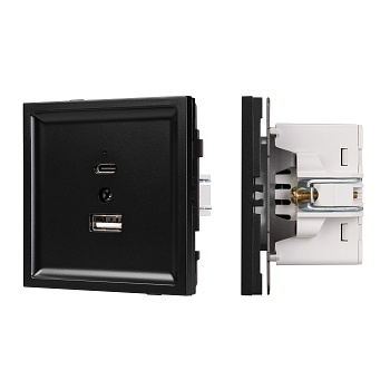 Механизм USB розетки SCT-TENDO-MUAC-PL-BK (5V, 3A, QC3) (Arlight, Черный)