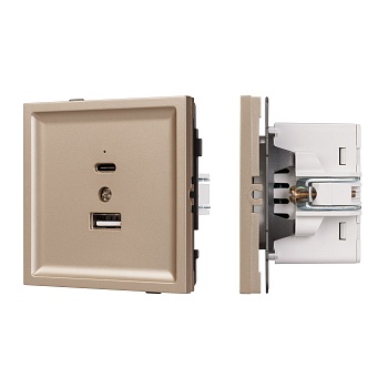 Механизм USB розетки SCT-TENDO-MUAC-PL-GD (5V, 3A, QC3) (Arlight, Песочный)