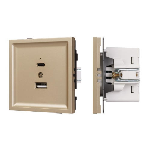 Механизм USB розетки SCT-TENDO-MUAC-SFPL-GD (5V, 3A, QC3) (Arlight, Матовый песочный)