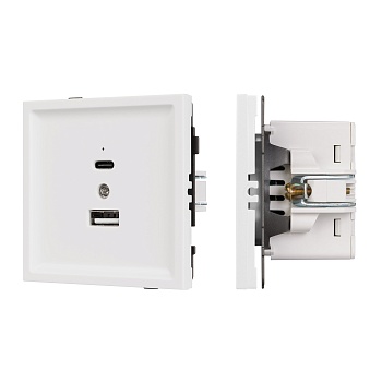 Механизм USB розетки SCT-TENDO-MUAC-SFPL-WH (5V, 3A, QC3) (Arlight, Матовый белый)