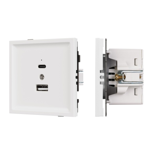 Механизм USB розетки SCT-TENDO-MUAC-SFPL-WH (5V, 3A, QC3) (Arlight, Матовый белый)
