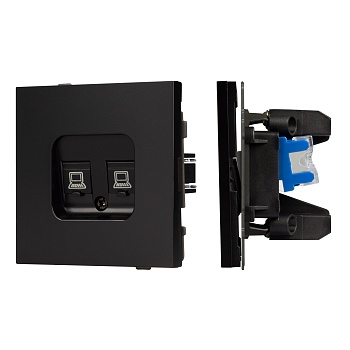 Механизм компьютерной розетки двойной SCT-TENDO-MPC2-PL-BK (RJ-45, CAT6) (Arlight, Черный)