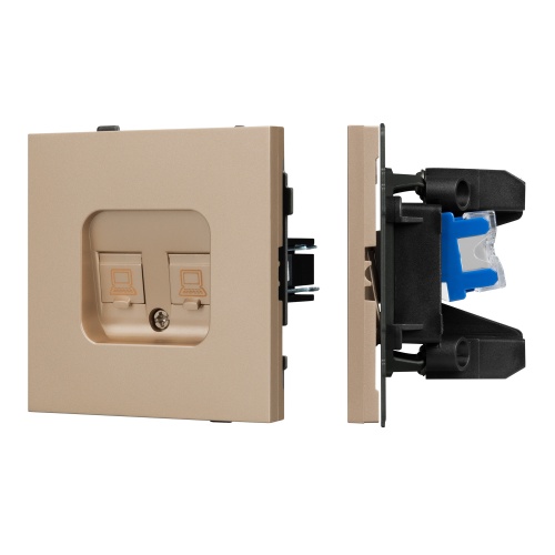 Механизм компьютерной розетки двойной SCT-TENDO-MPC2-PL-GD (RJ-45, CAT6) (Arlight, Песочный)