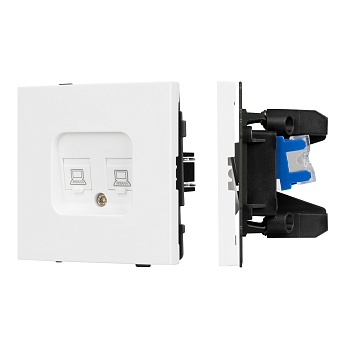 Механизм компьютерной розетки двойной SCT-TENDO-MPC2-PL-WH (RJ-45, CAT6) (Arlight, Белый)
