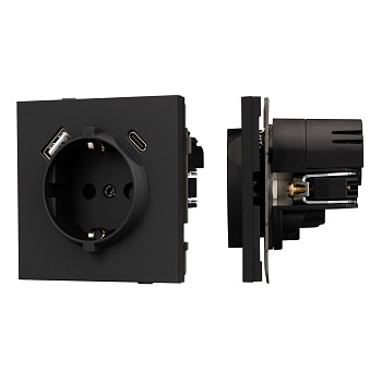 Механизм розетки с USB зарядкой SCT-TENDO-MUAC-SFPL-BK (230V, 16A) (Arlight, Матовый черный)