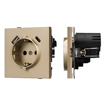Механизм розетки с USB зарядкой SCT-TENDO-MUAC-SFPL-GD (230V, 16A) (Arlight, Матовый песочный)