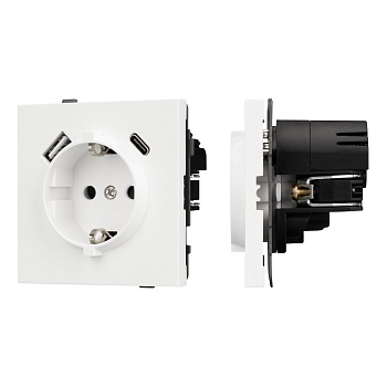 Механизм розетки с USB зарядкой SCT-TENDO-MUAC-SFPL-WH (230V, 16A) (Arlight, Матовый белый)