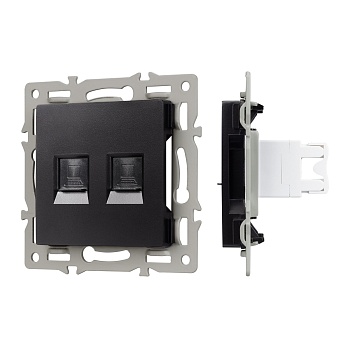 Механизм компьютерной розетки двойной SCT-MPC2-PL-BK (RJ-45, CAT6) (Arlight, -)