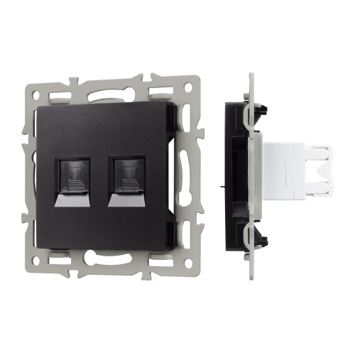 Механизм компьютерной розетки двойной SCT-MPC2-PL-BK (RJ-45, CAT6) (Arlight, -)