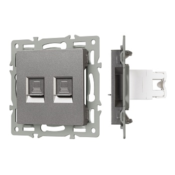 Механизм компьютерной розетки двойной SCT-MPC2-PL-GR (RJ-45, CAT6) (Arlight, -)