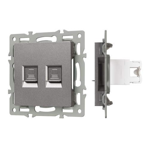 Механизм компьютерной розетки двойной SCT-MPC2-PL-GR (RJ-45, CAT6) (Arlight, -)