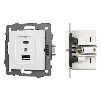 Механизм USB розетки SCT-MUAC-PL-WH-V (5V, 3A, QC4) (Arlight, -)