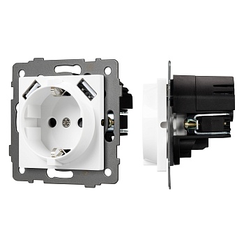 Механизм розетки с USB зарядкой SCT-MUAA-PL-WH-V (250V, 16A) (Arlight, -)